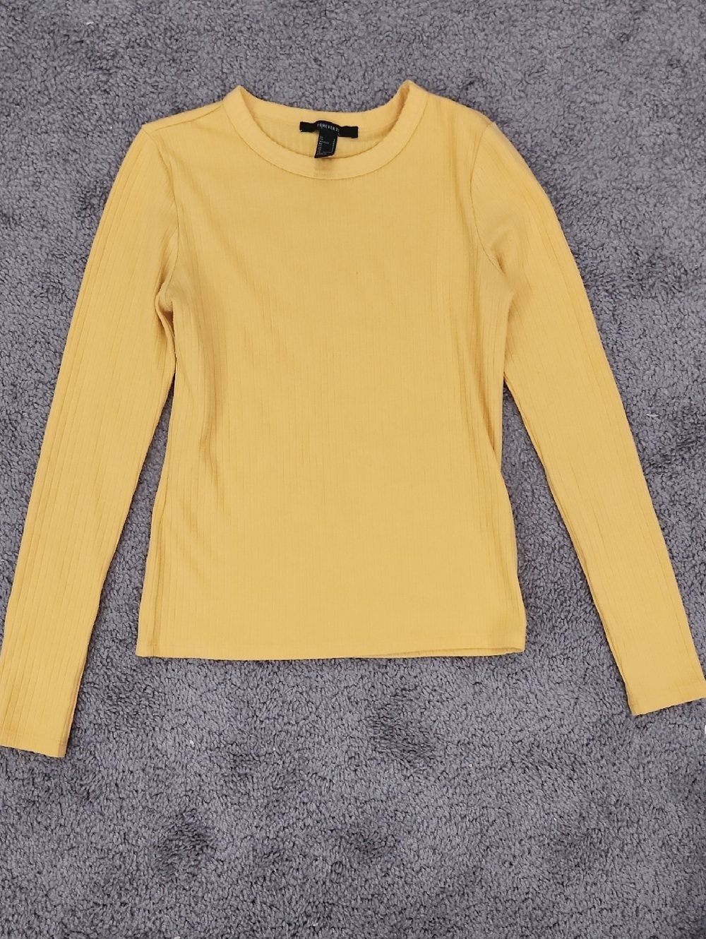Forever 21 Mustard Ribbed Long Sleeve Top | Size S
